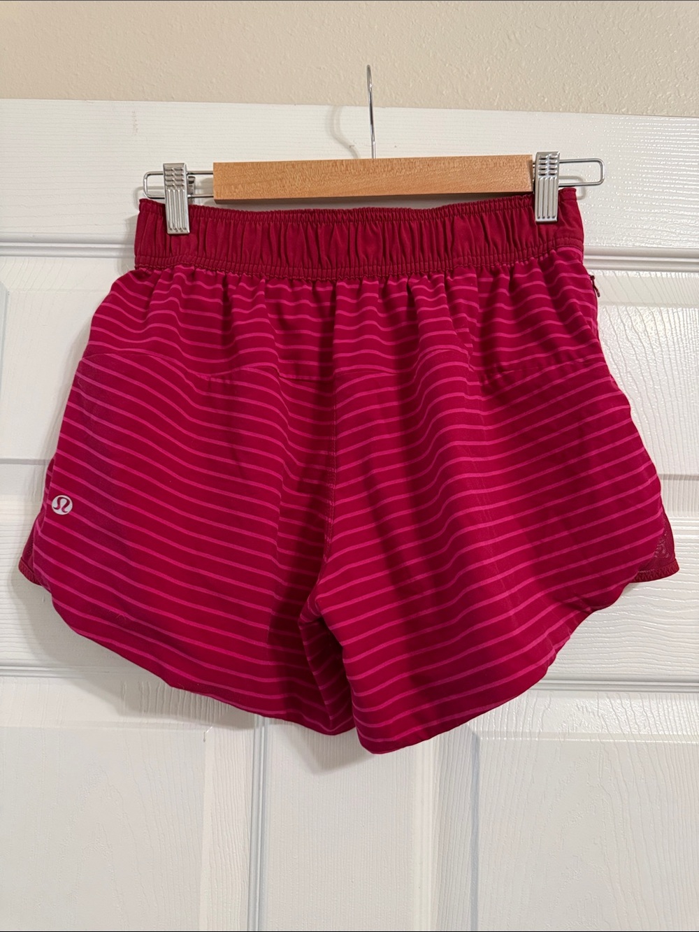 (2010) lululemon athletica Berry Pink Striped Athletic  Turbo Shorts